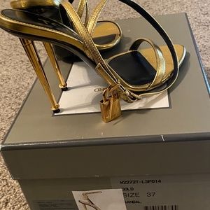 Tom Ford Gold and Black Sandals